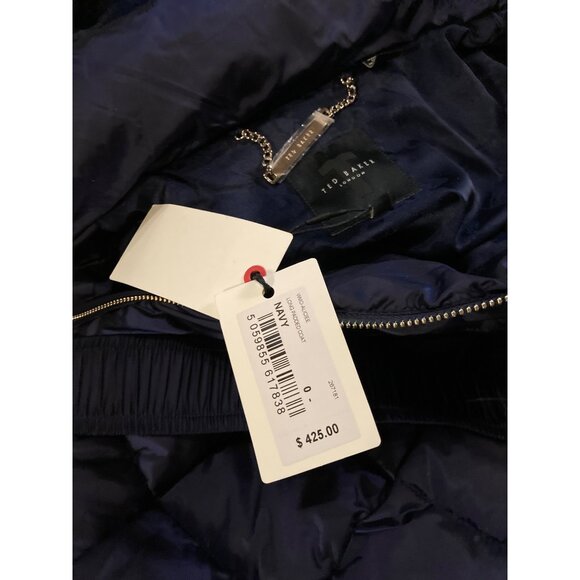 Ted Baker Aliciee Quilted Navy Belted Coat - Size 0/2 US - New with Tags - Picture 11 of 13
